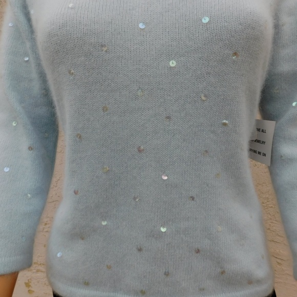 PIERRE CARDIN Pullover Blue Angora 1950s Style New - Picture 6 of 7